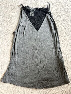 H&M Gray Lace-Trim V-Neck Cami Tank Top